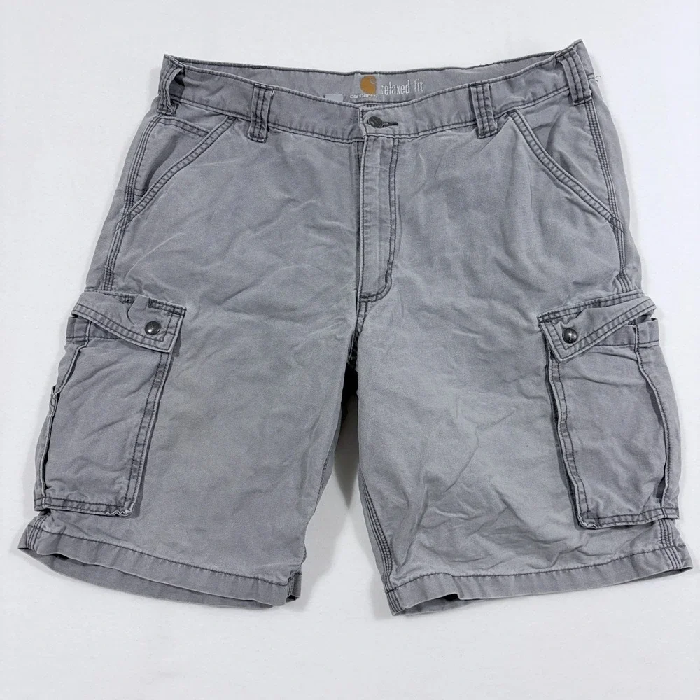 Carhartt Men's Relaxed Fit Dark Grey Heavyweight Cargo Shorts Size 38 Utility